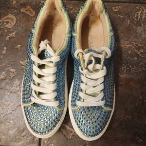 Elegant Blue and Green Women's Sneakers Size 8